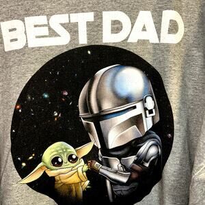 Star Wars Mandalorian Best Dad Shirt 5XL Gray Gildan Heavy Cotton Tee